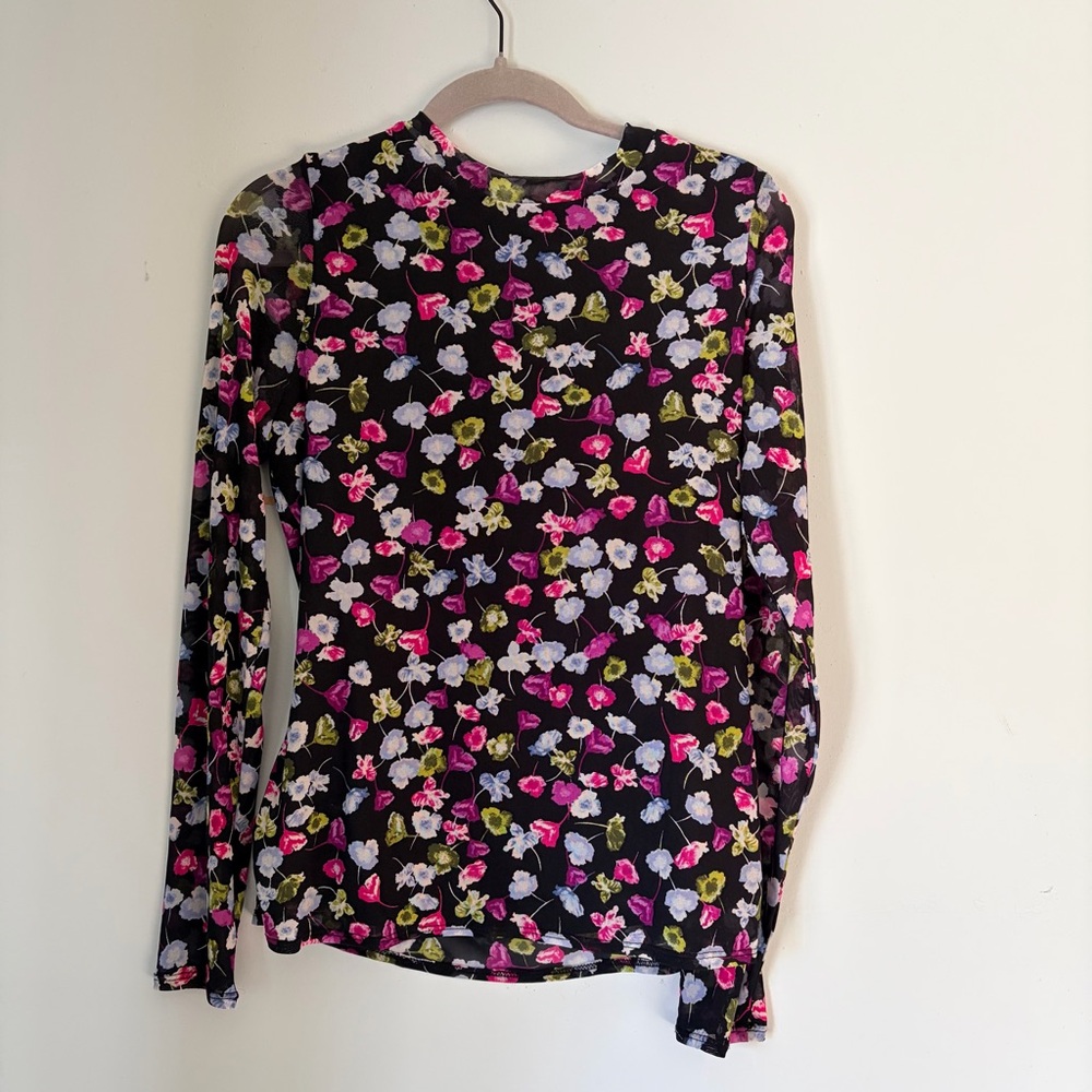 INC International Concepts Black Floral Blouse